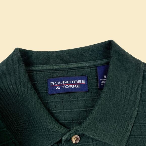 90s/Y2K green XL Roundtree & Yorke polo shirt, vintage mens long sleeve polo - Picture 4 of 8